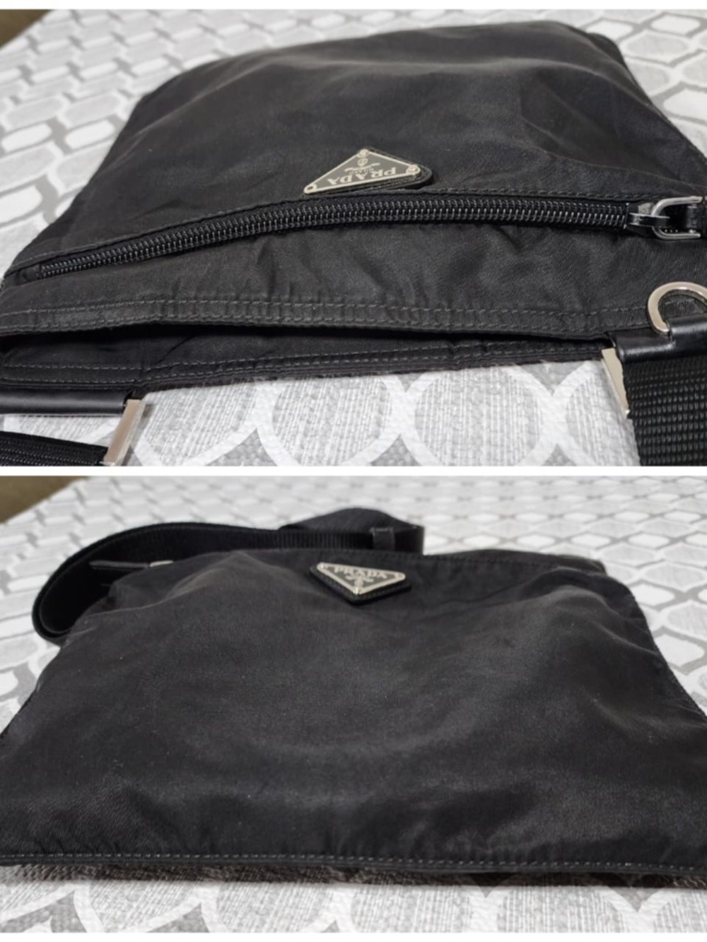 Authentic PRADA Nylon Vela Small Flat Messenger Bag Black - Picture 8 of 13